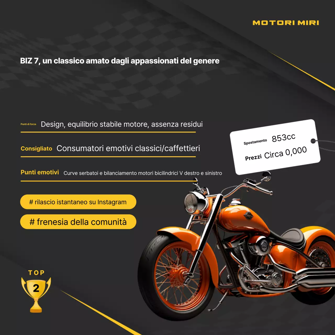 Pubblicità di motocicletta moderna nera