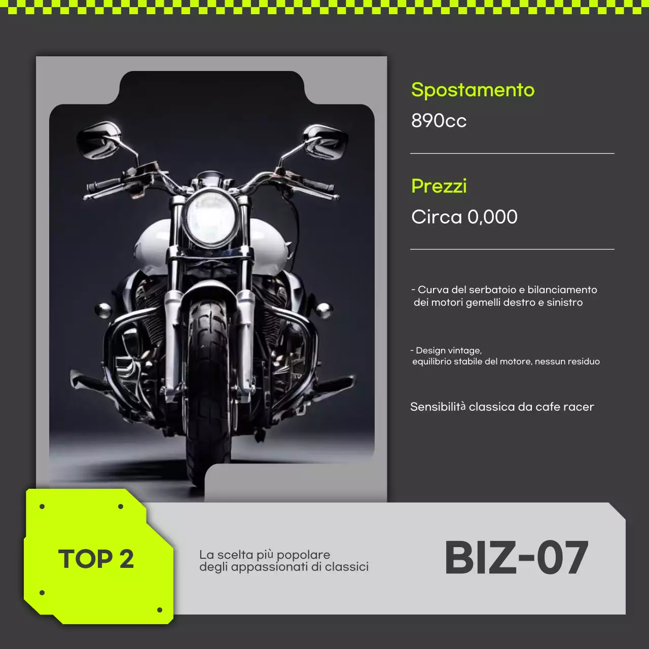 Pubblicità di motocicletta moderna verde