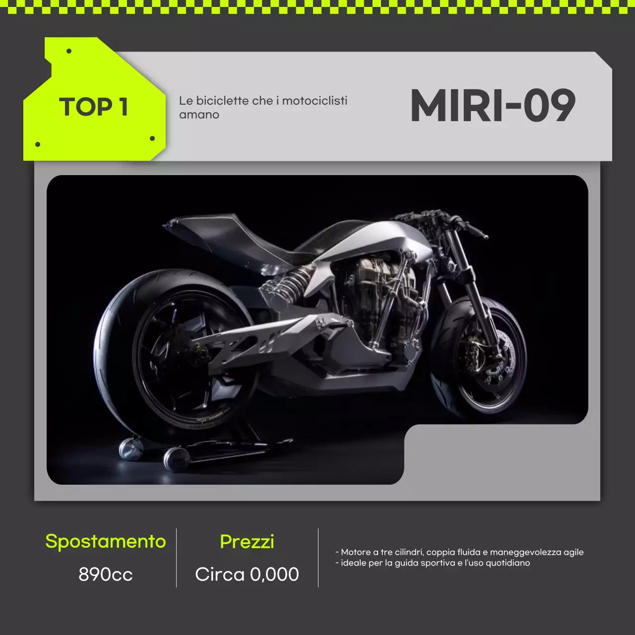 Pubblicità di motocicletta moderna verde