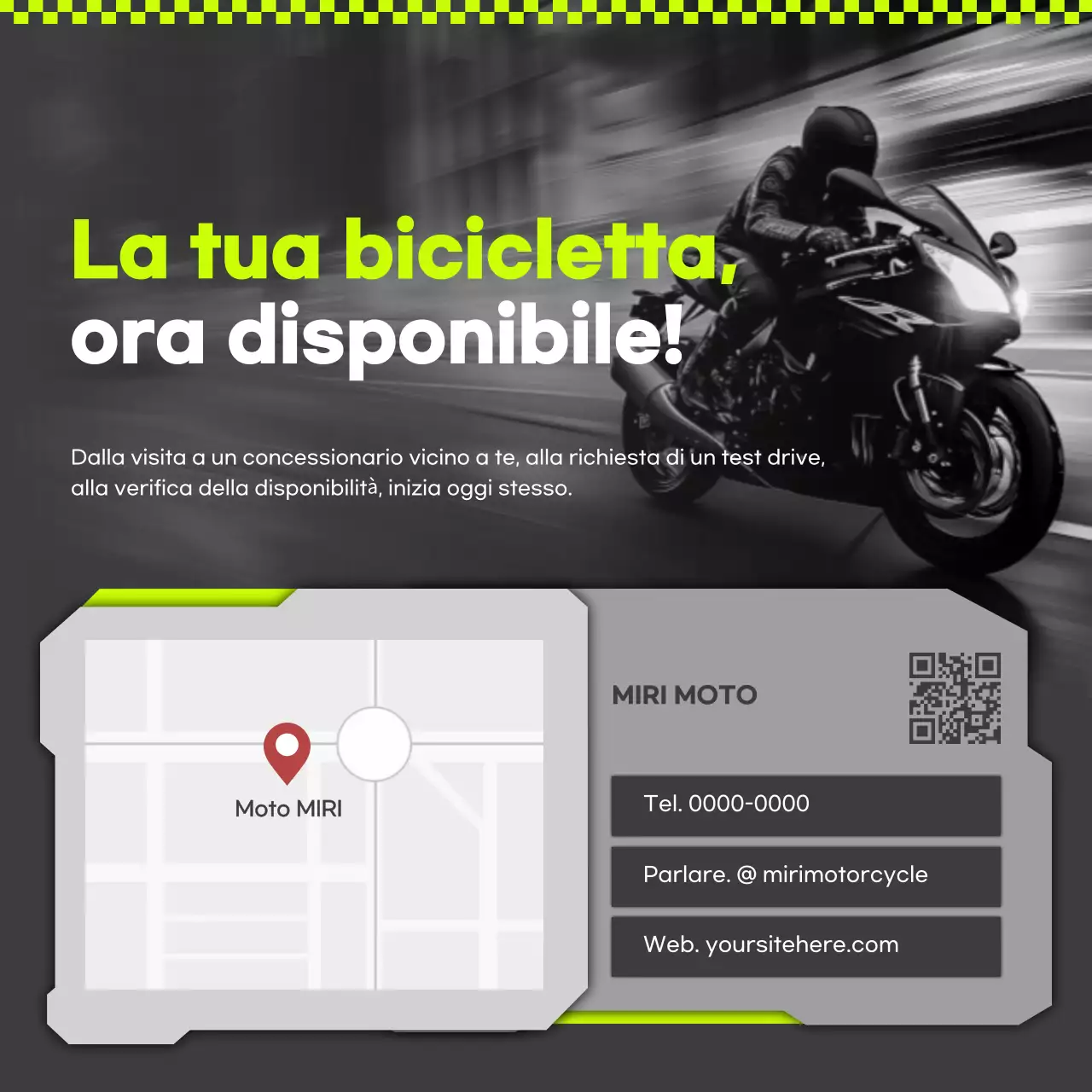 Pubblicità di motocicletta moderna verde