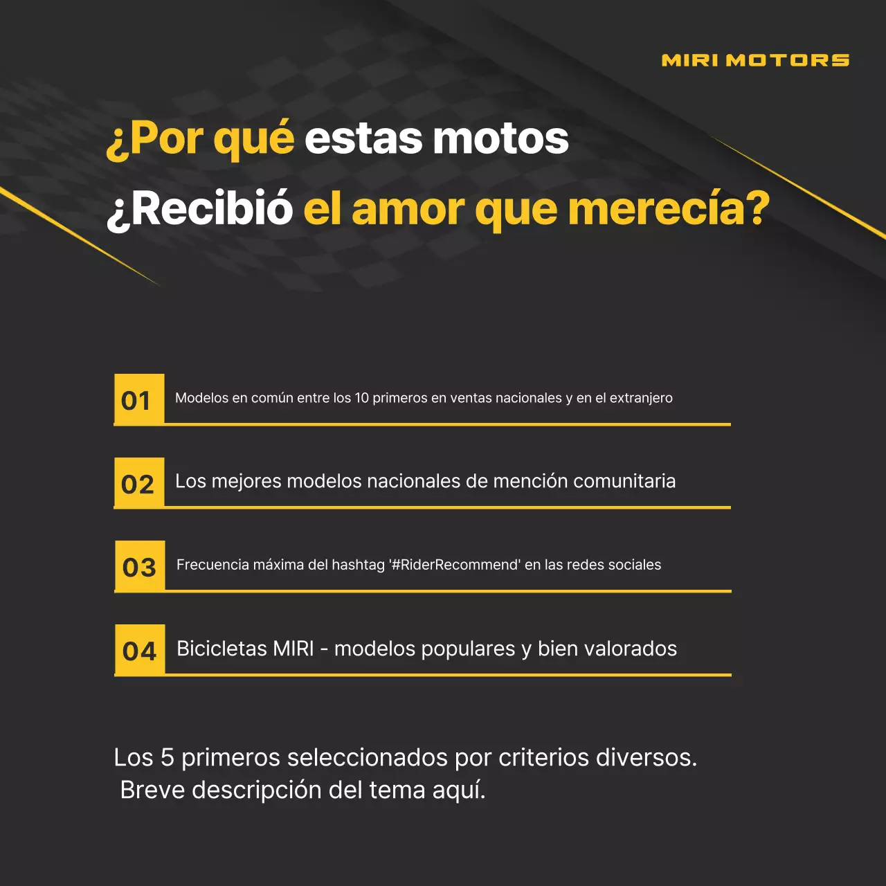 Anuncio de motocicleta moderna negra