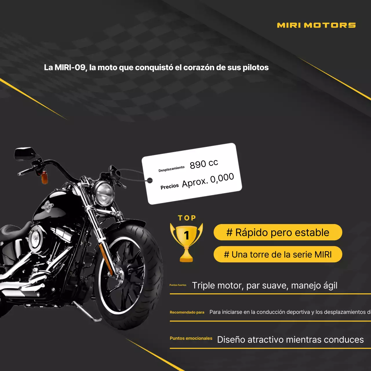 Anuncio de motocicleta moderna negra