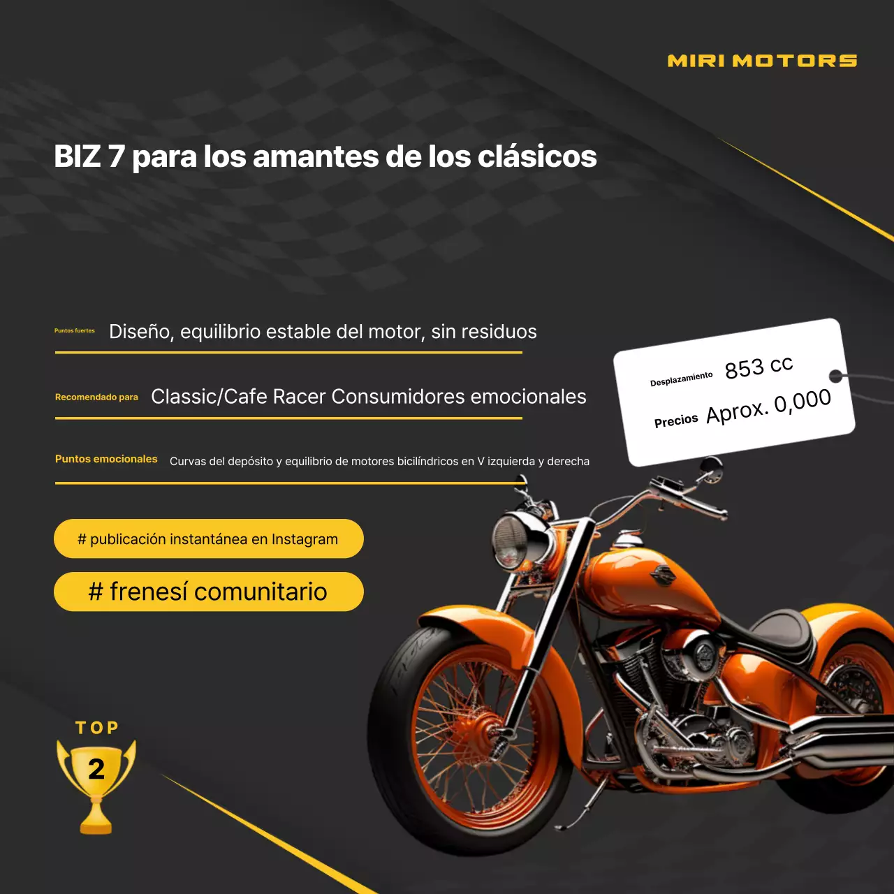 Anuncio de motocicleta moderna negra