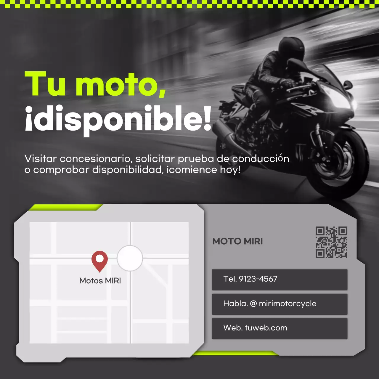 Anuncio de motocicleta moderna y ecológica