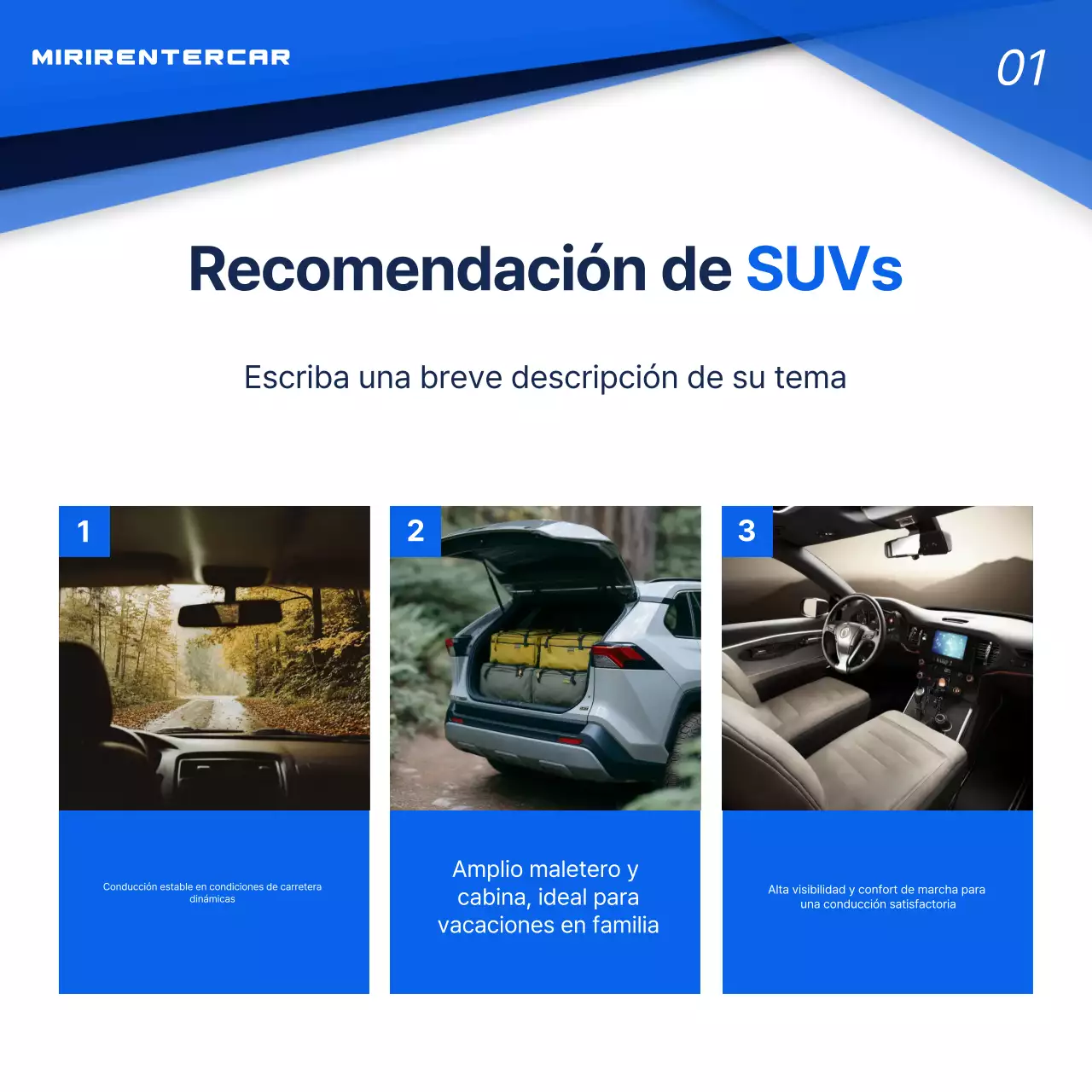 Anuncio de coche moderno azul