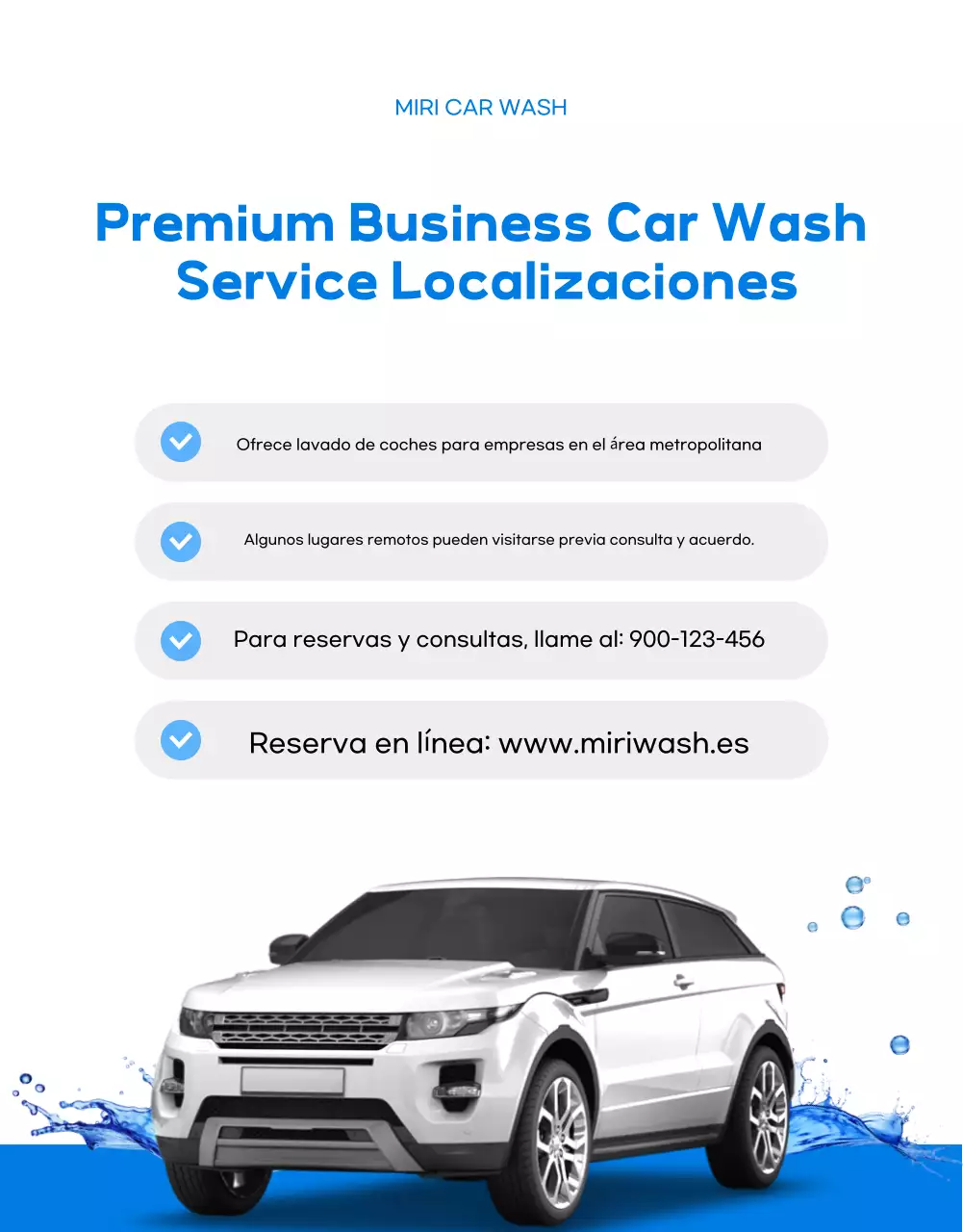 Promoción del servicio de lavado de autos Blue Modern