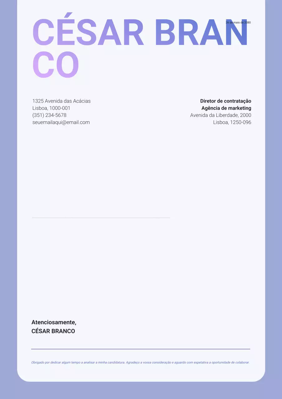 Carta Comercial Moderna Roxa