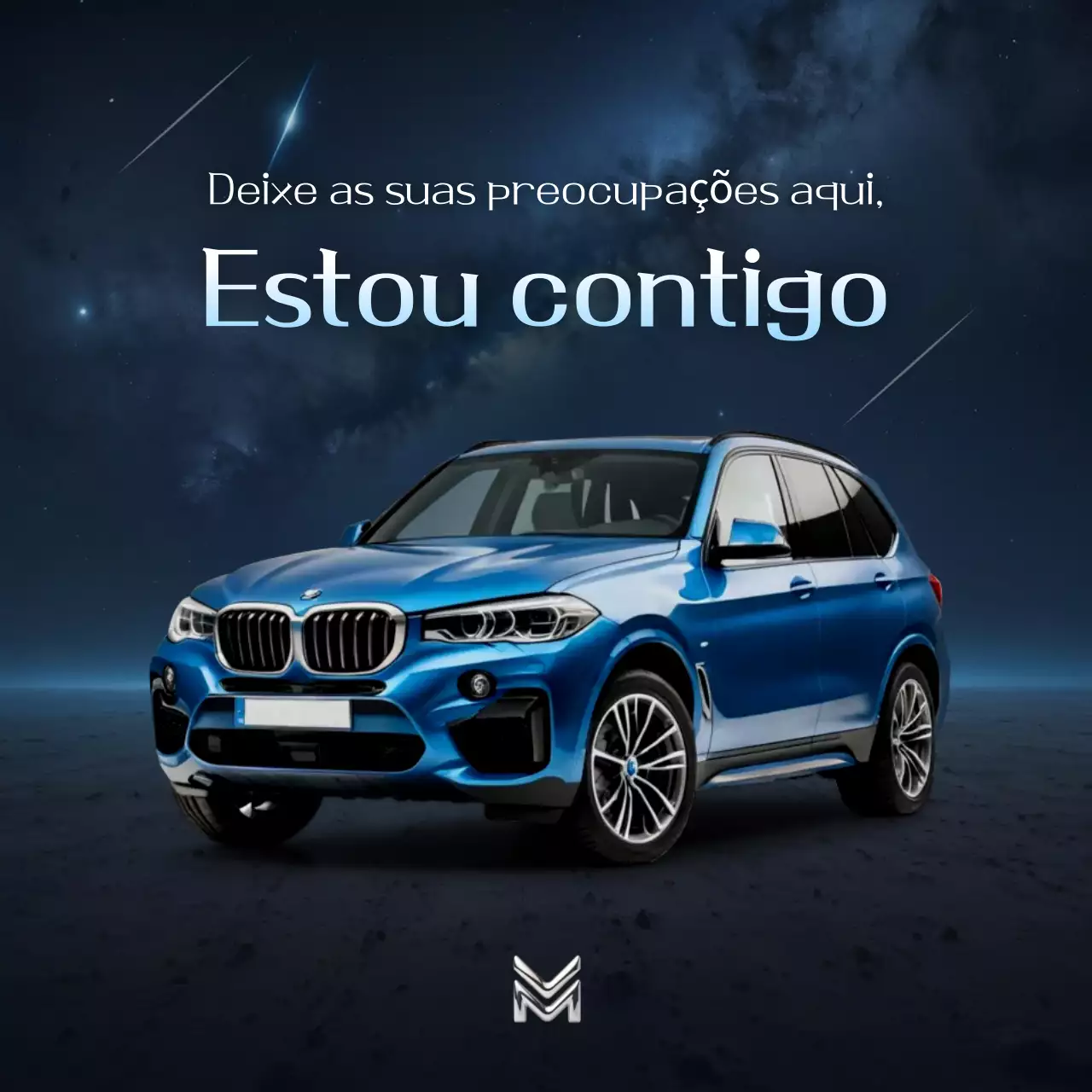 Anúncio de carro moderno azul