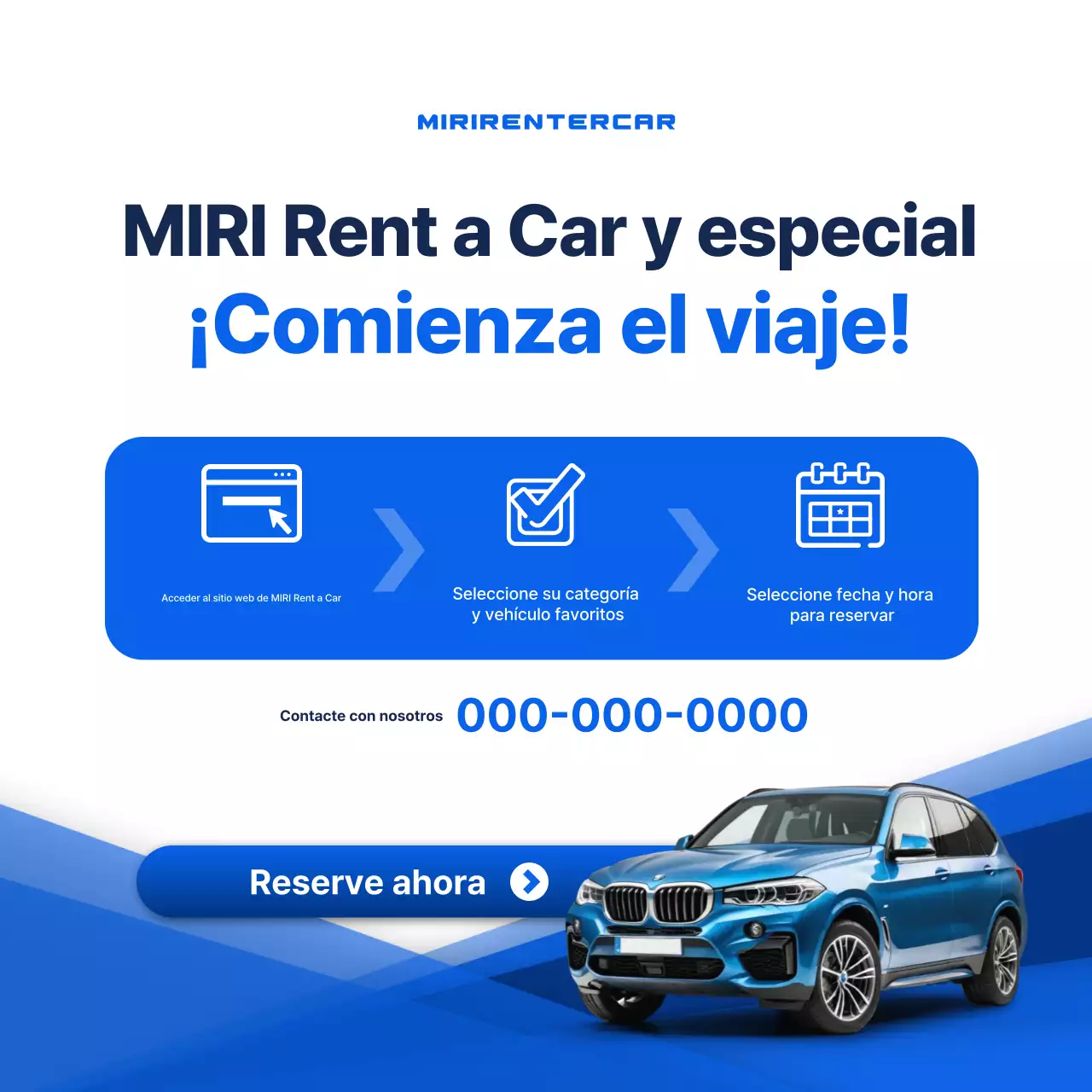 Anuncio de coche moderno azul