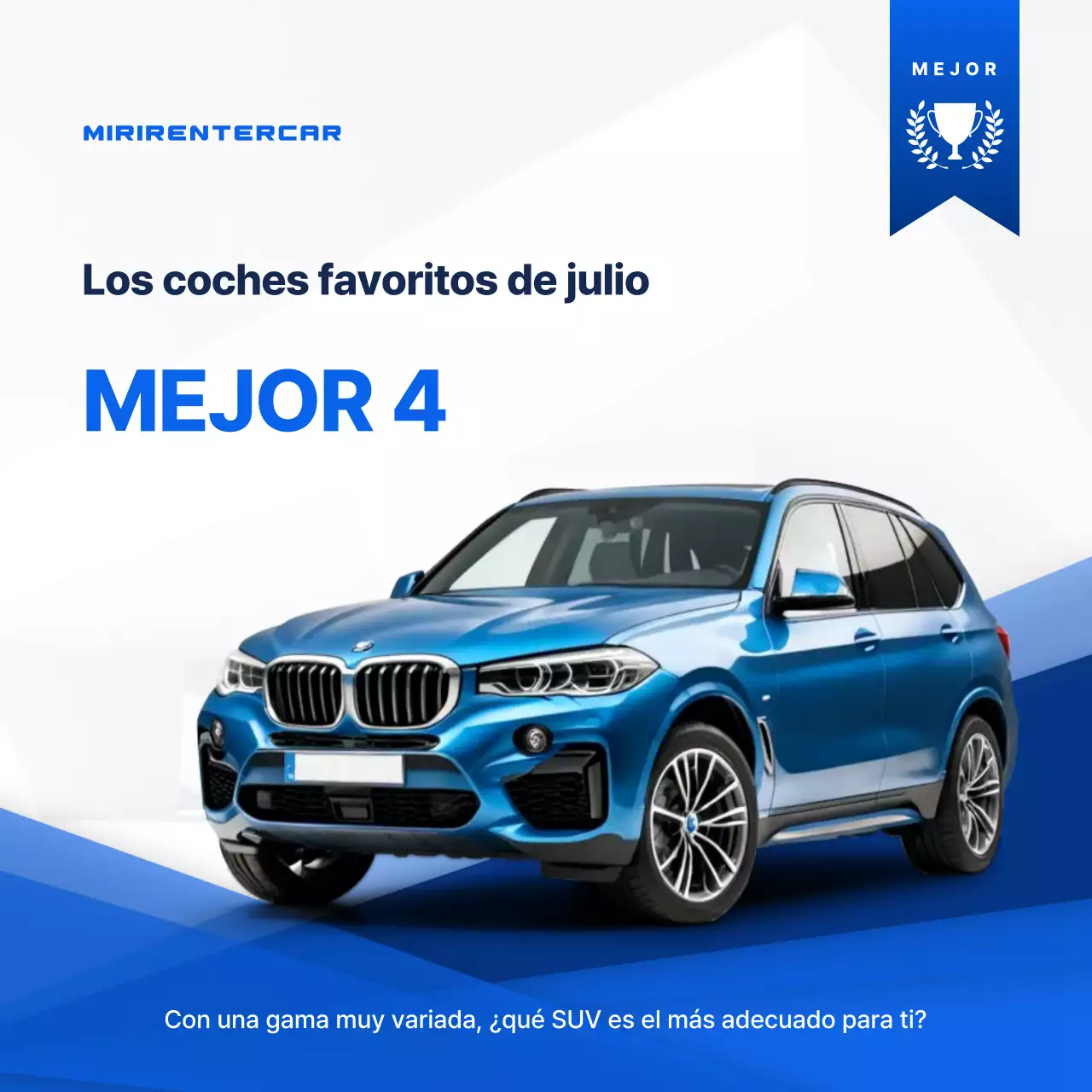Anuncio de coche moderno azul