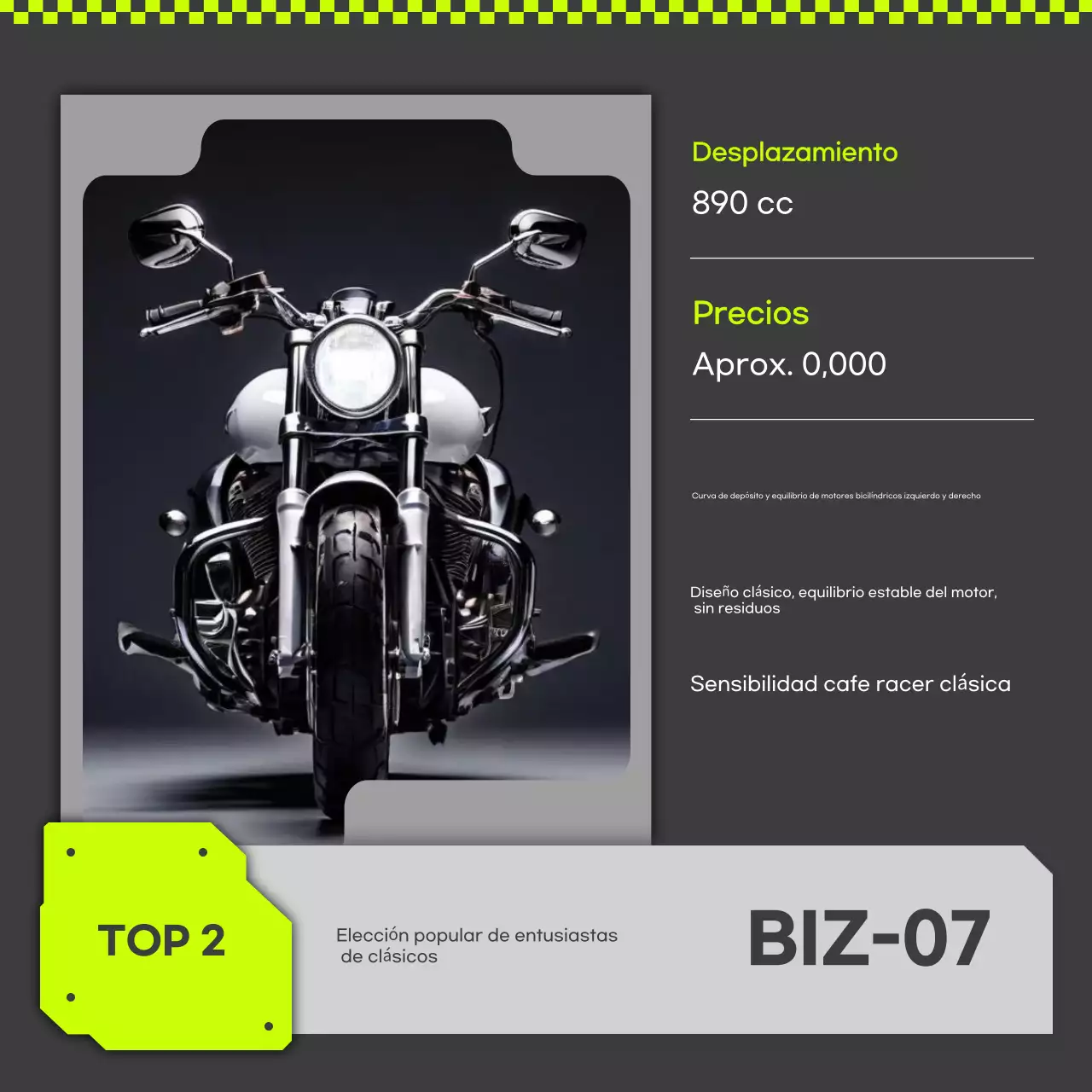 Anuncio de motocicleta moderna y ecológica