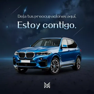 Anuncio de coche moderno azul