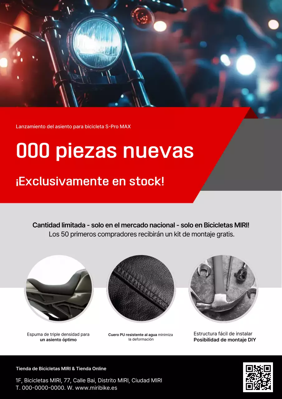 Anuncio de motocicleta moderna de color rojo