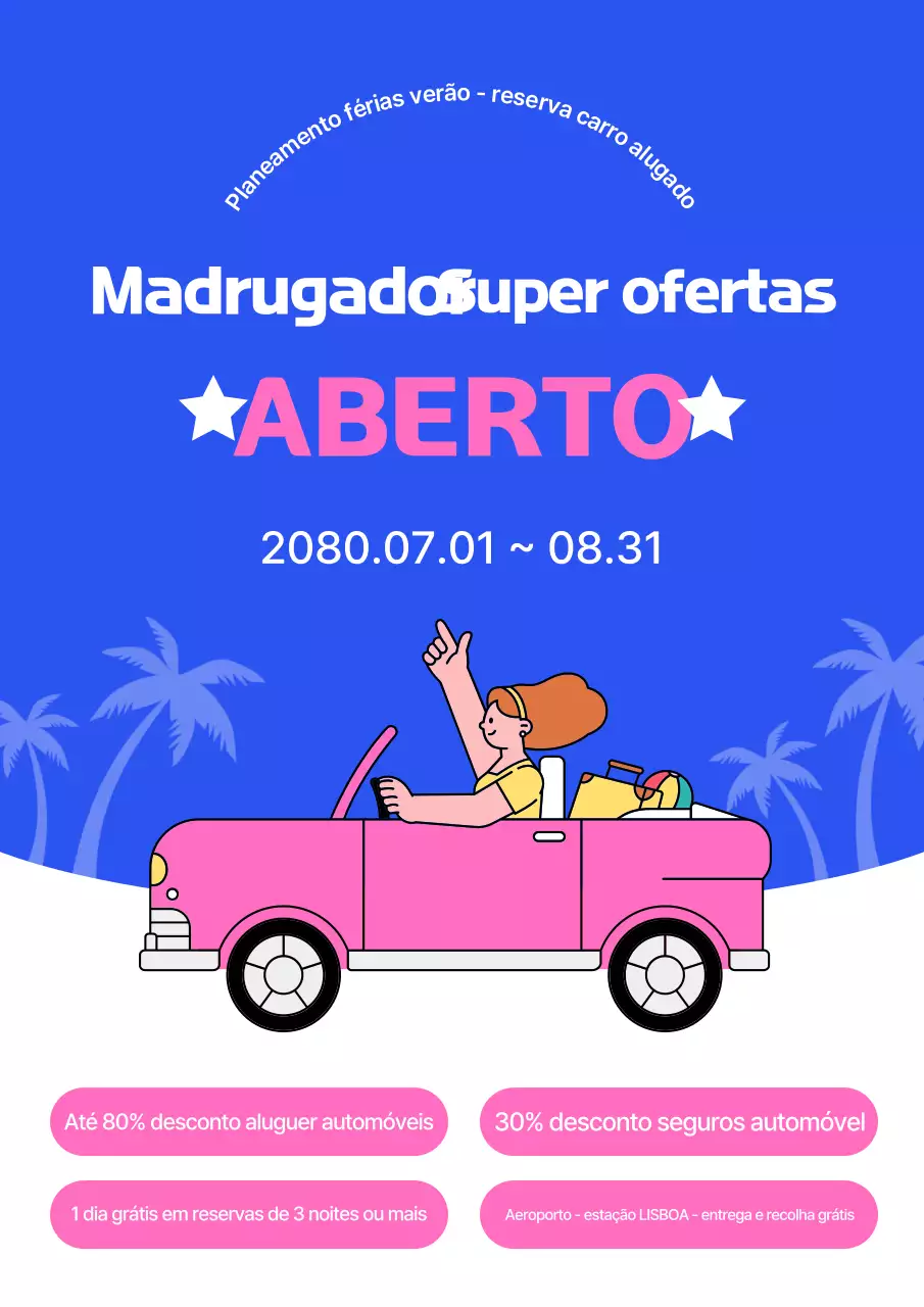 Promoção de Aluguel de Carros Blue Simple
