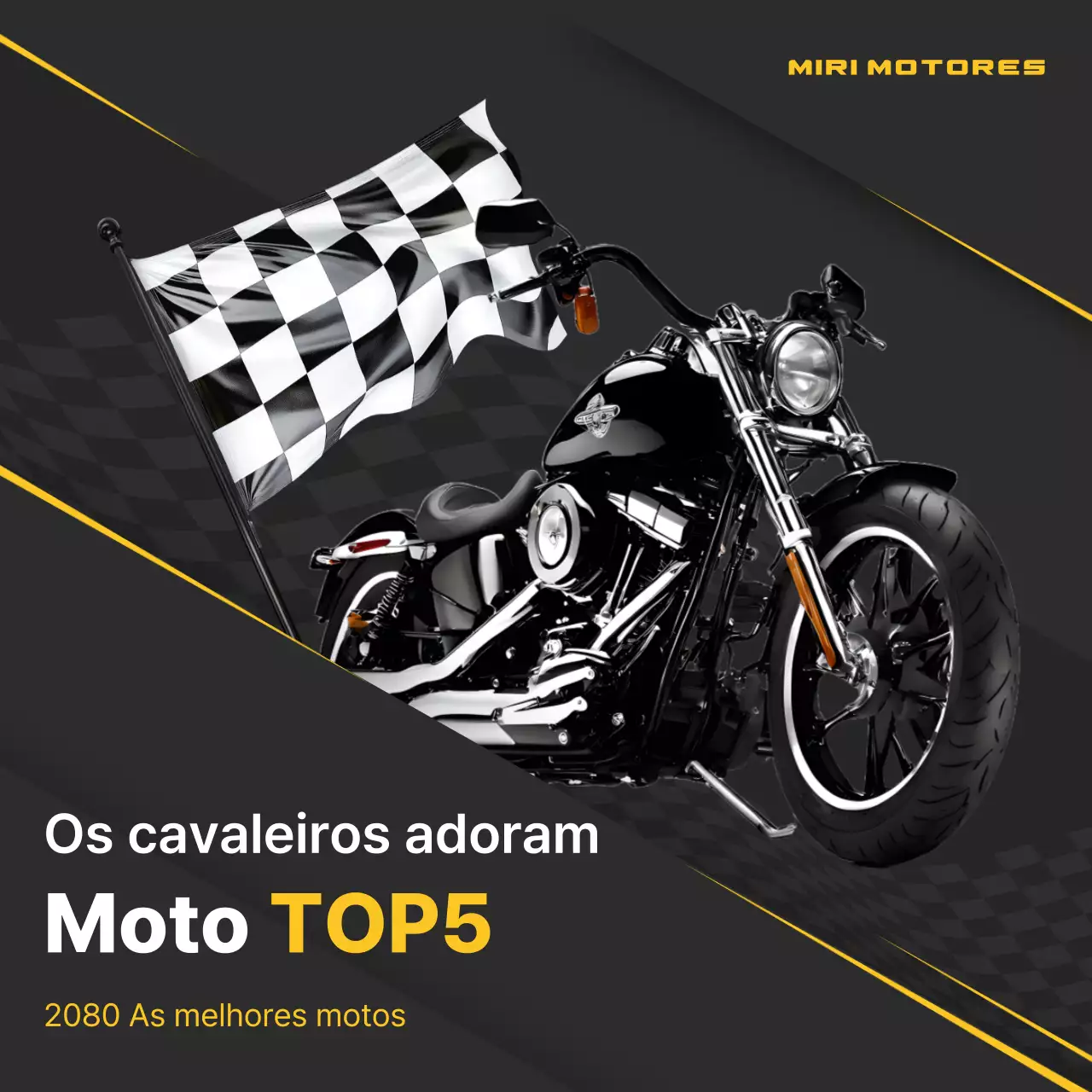 Anúncio de motocicleta preta moderna