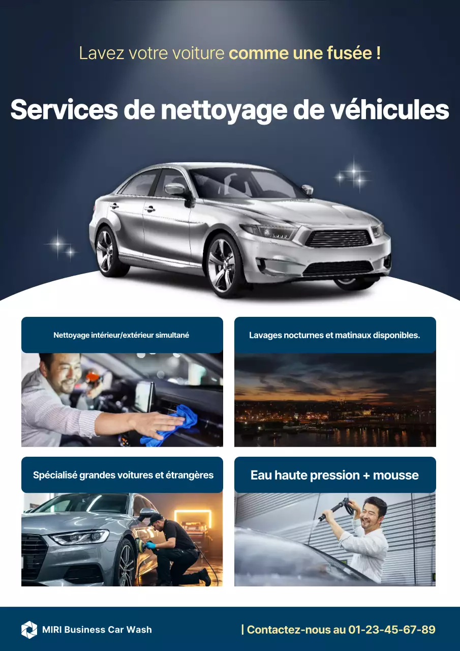 Promotion du service de voiture moderne bleu