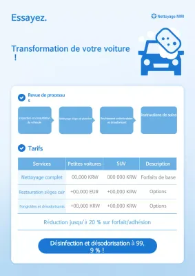 Publicité pour un entretien automobile simple et bleu