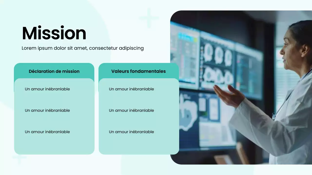 Présentation audacieuse du service hospitalier moderne vert et blanc
