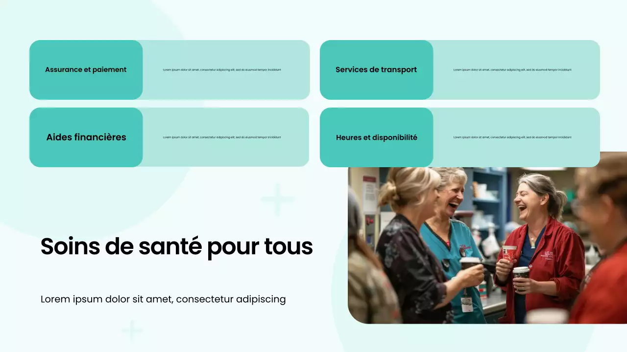 Présentation audacieuse du service hospitalier moderne vert et blanc