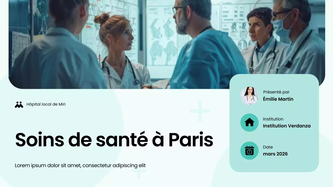 Présentation audacieuse du service hospitalier moderne vert et blanc