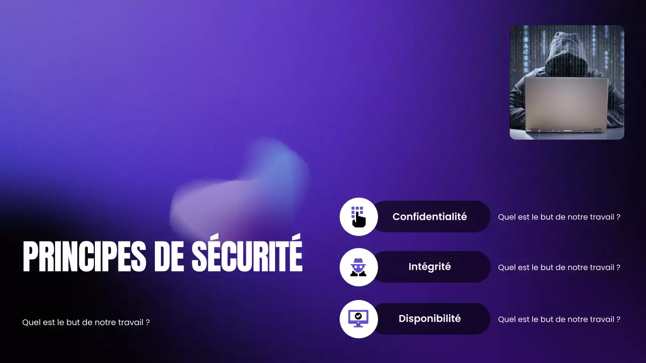 Présentation du Bootcamp de cybersécurité moderne avec dégradé violet et noir