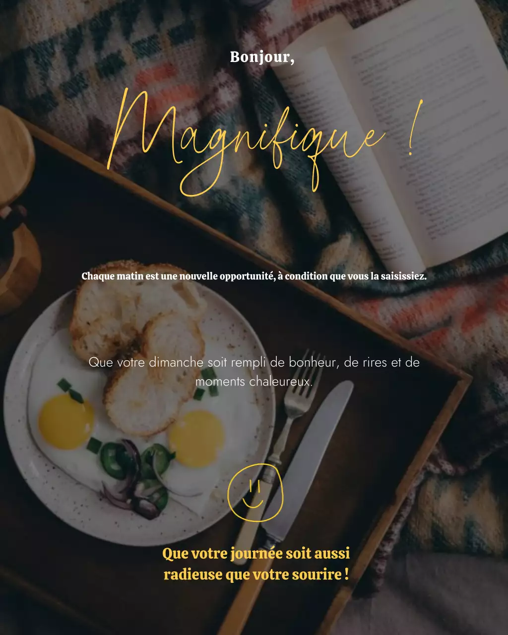 Carte de vœux beige et esthétique pour le matin (publication Instagram)