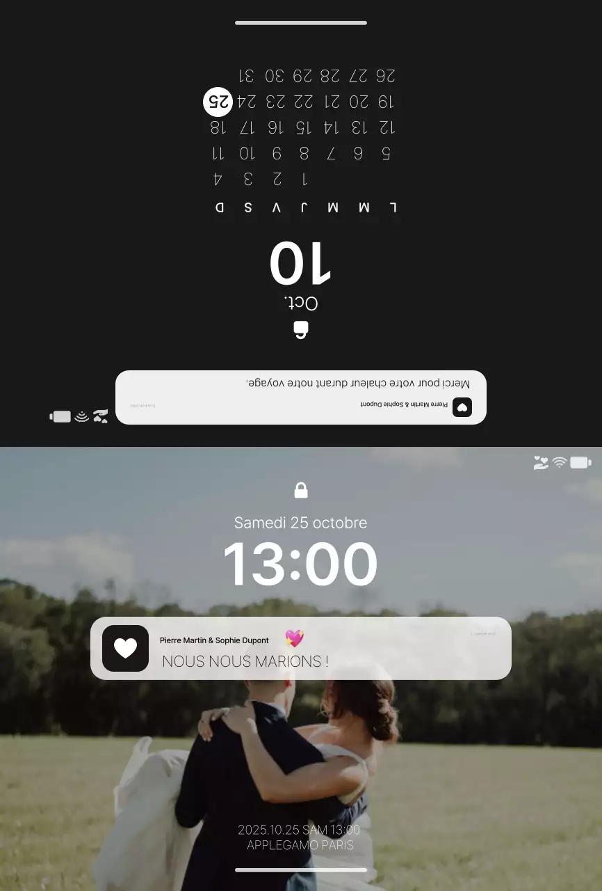 Faire-part de mariage moderne noir