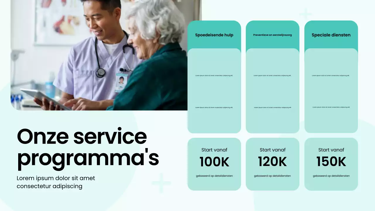 Groen en wit gedurfde moderne ziekenhuisdienstpresentatie