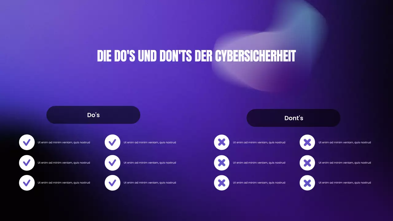 Präsentation des modernen Cybersecurity-Bootcamps mit violettem und schwarzem Farbverlauf