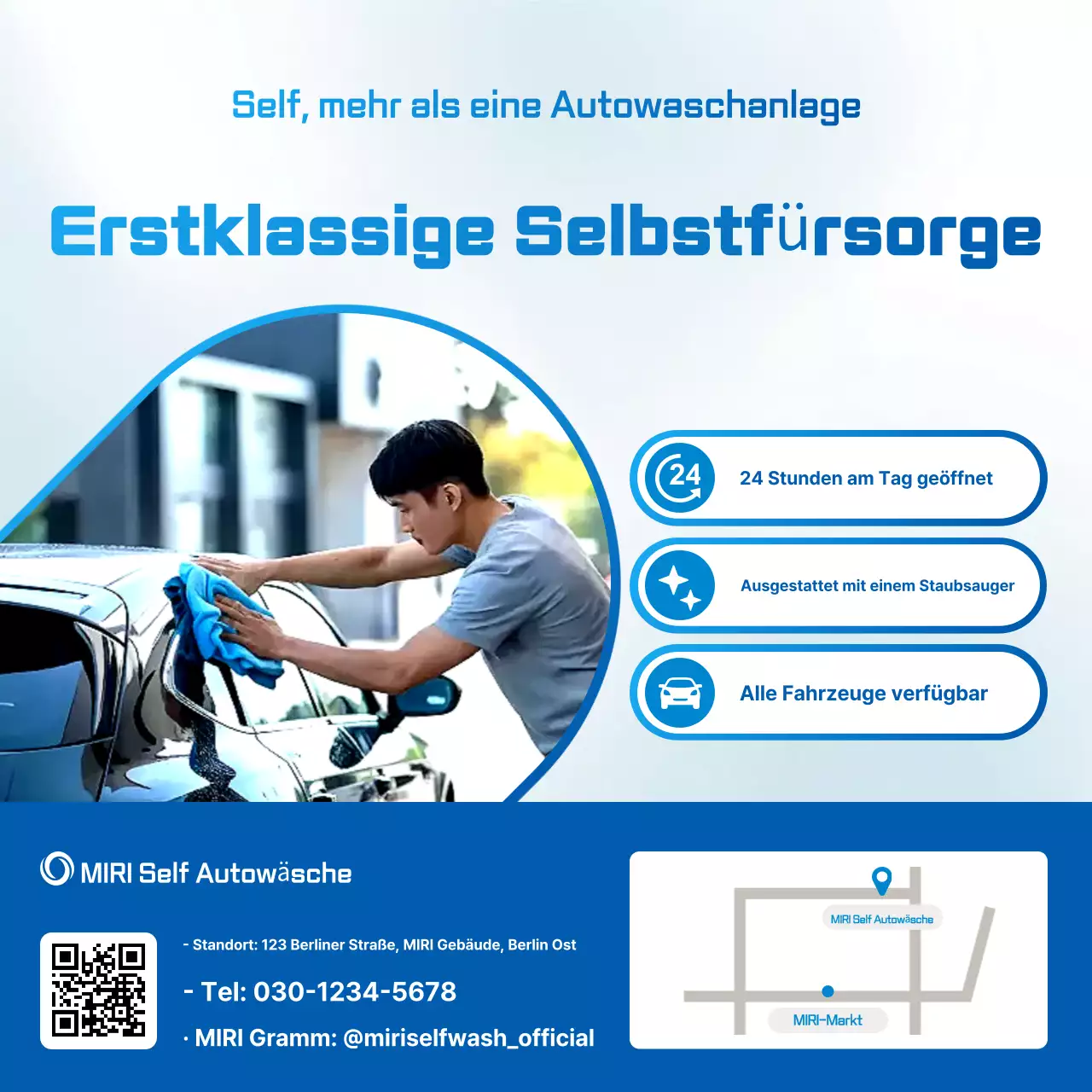 Blaue moderne Autowaschwerbung