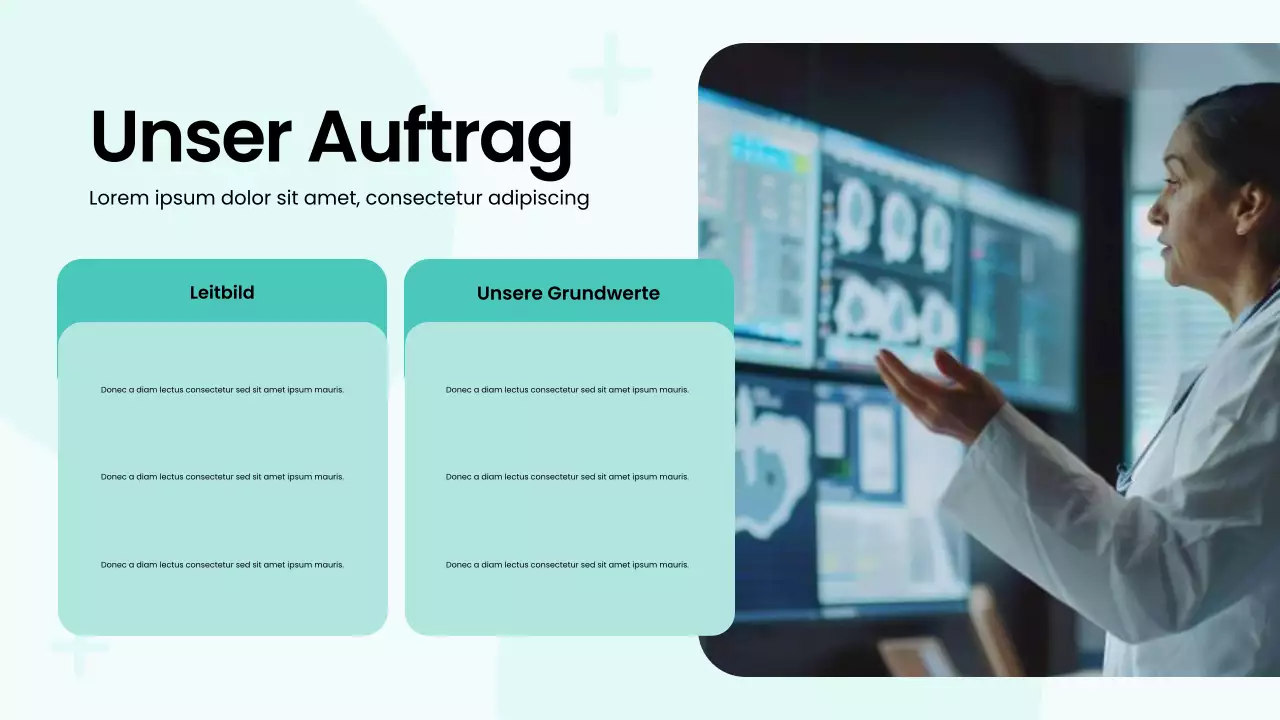 Grün-weiße, auffällige, moderne Krankenhausservice-Präsentation