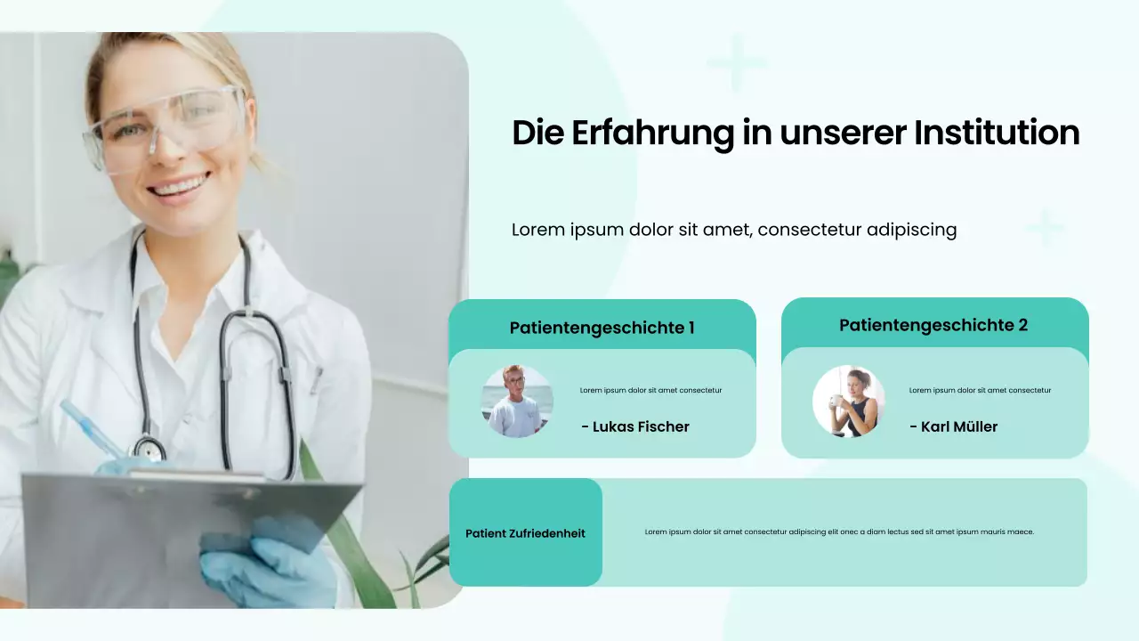 Grün-weiße, auffällige, moderne Krankenhausservice-Präsentation