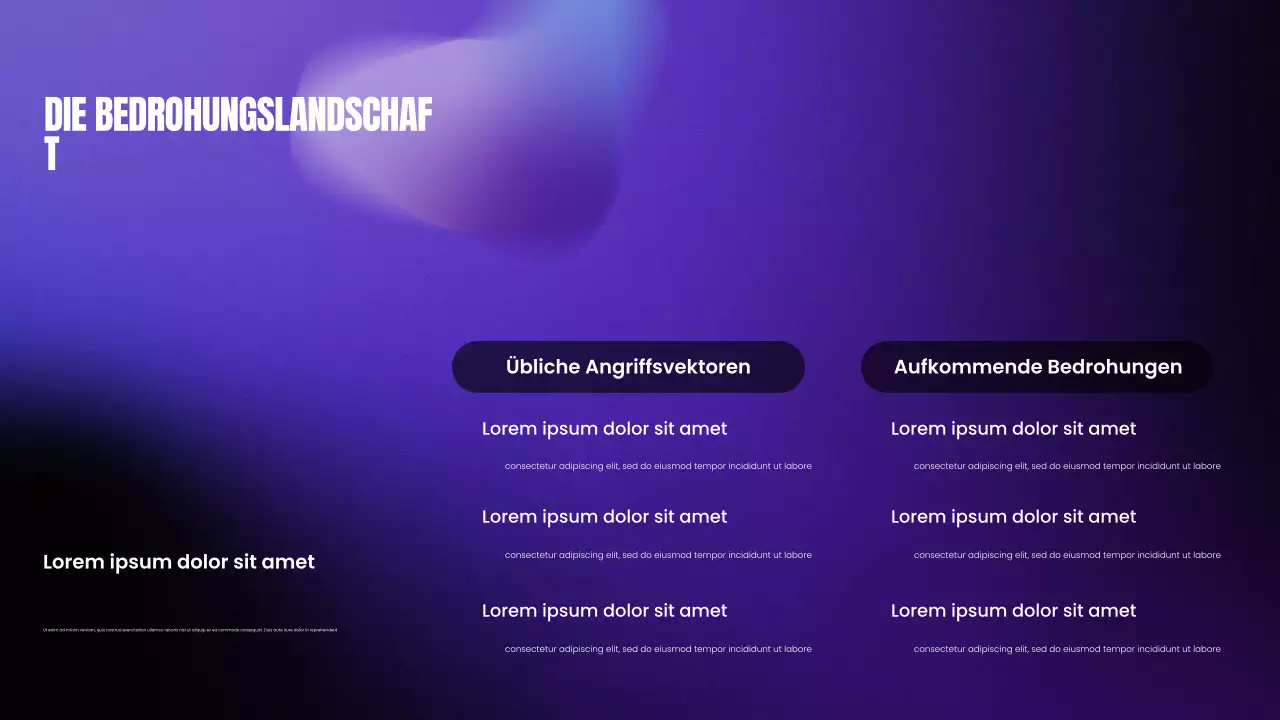 Präsentation des modernen Cybersecurity-Bootcamps mit violettem und schwarzem Farbverlauf