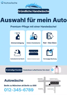 Himmelblaue moderne Autowaschwerbung