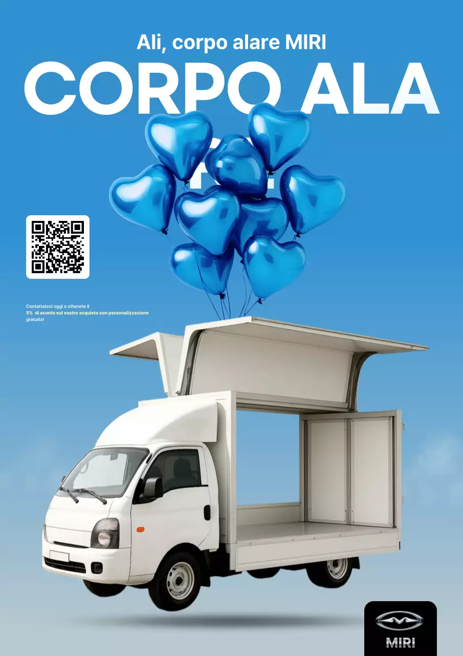 Pubblicità di un'auto moderna color azzurro cielo