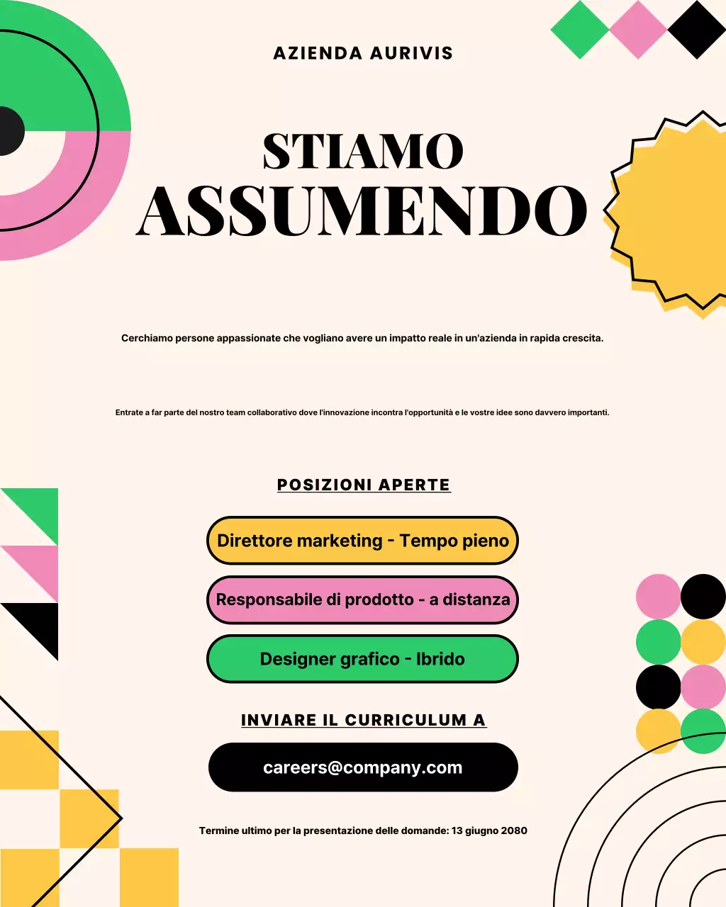 Assunzione di poster per i social media