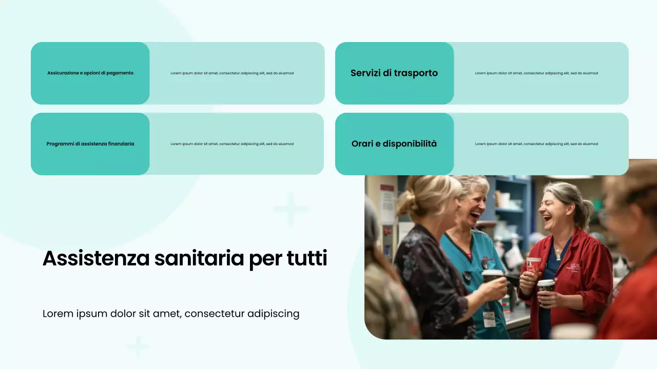 Presentazione del servizio ospedaliero moderno e audace, verde e bianco