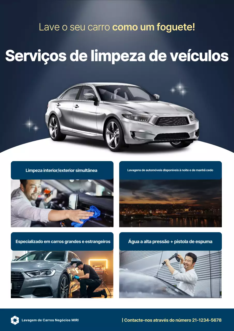 Promoção de serviço de carro moderno azul