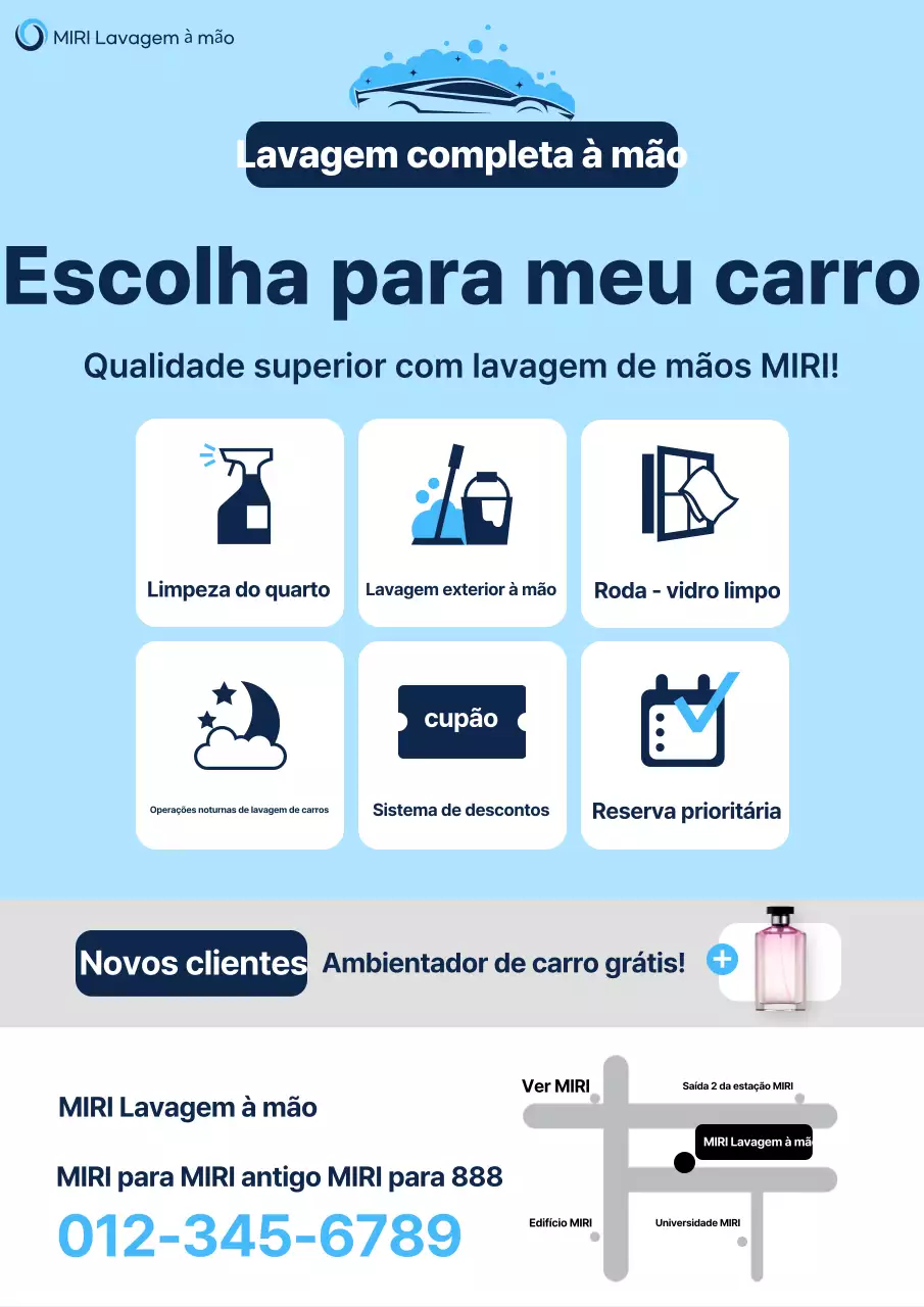 Anúncio de lavagem de carros moderna azul-celeste