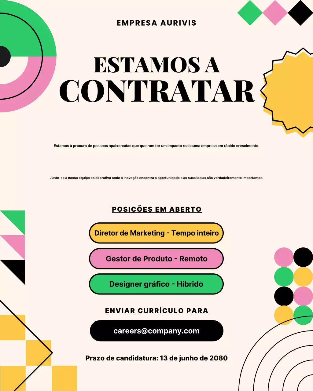 Cartaz de contratação para mídia social