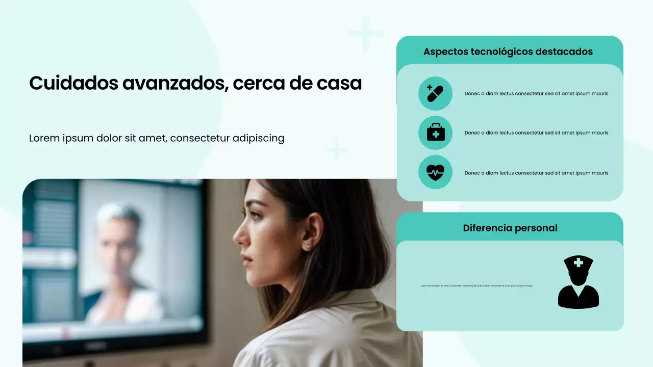 Presentación de servicios hospitalarios modernos, atrevidos y en verde y blanco