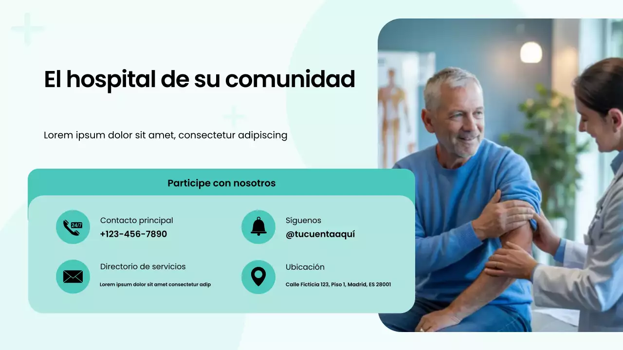 Presentación de servicios hospitalarios modernos, atrevidos y en verde y blanco