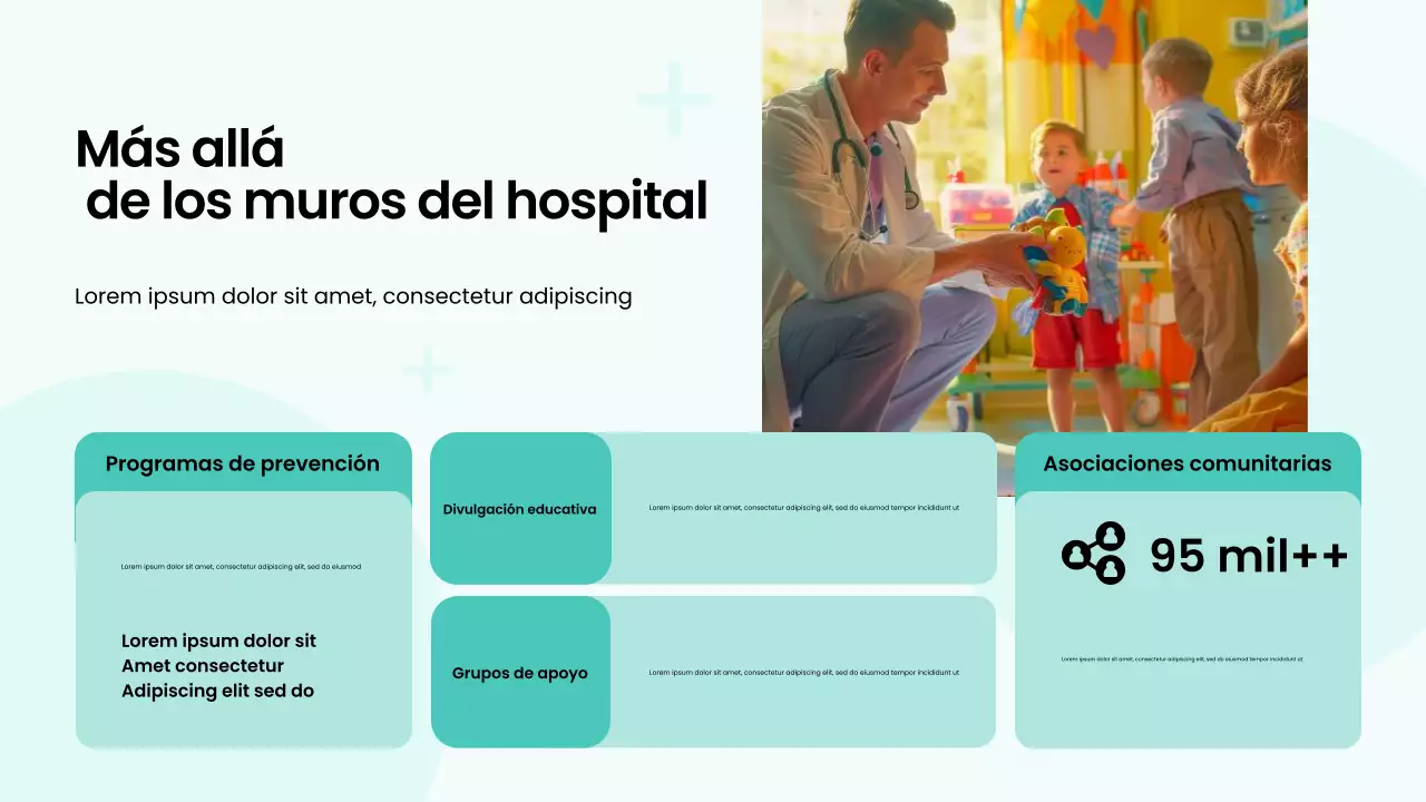 Presentación de servicios hospitalarios modernos, atrevidos y en verde y blanco