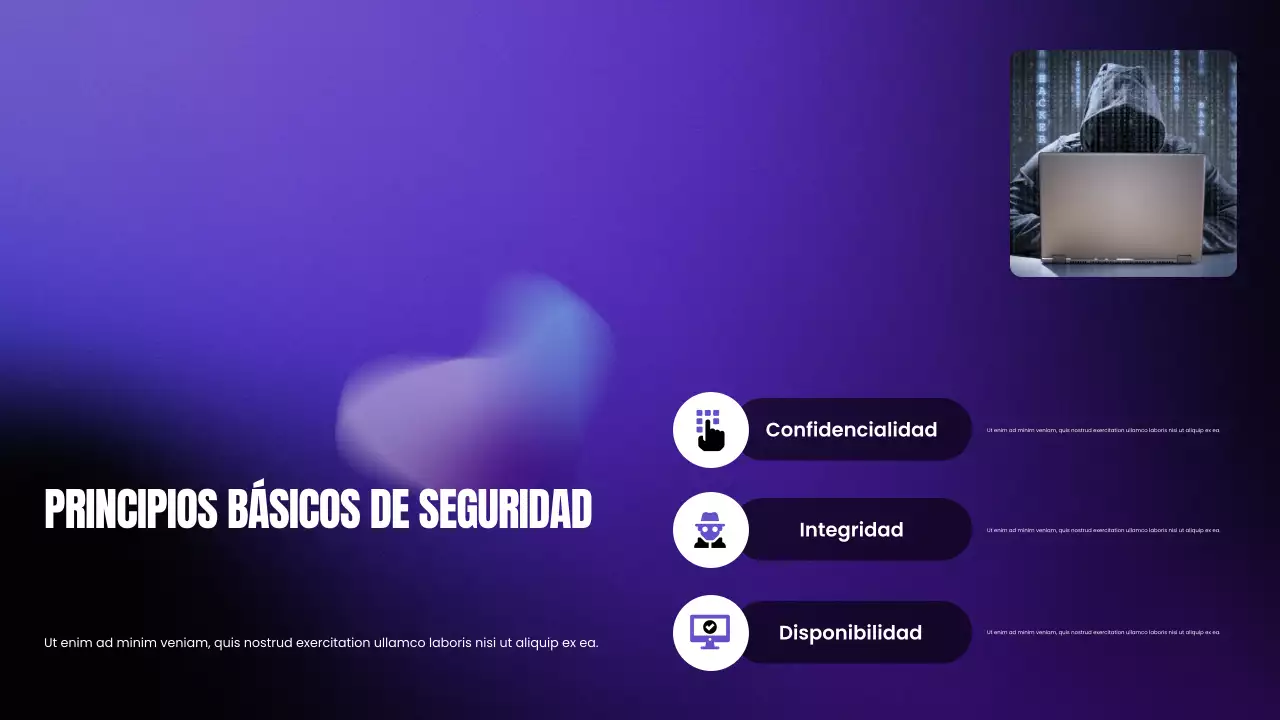 Presentación del Bootcamp de Ciberseguridad Moderna con Degradado Morado y Negro