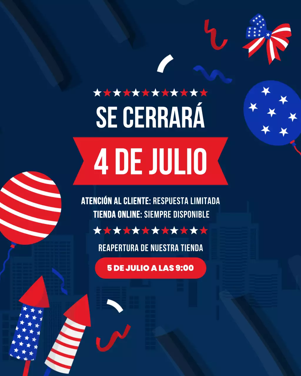 Aviso de cierre del 4 de julio