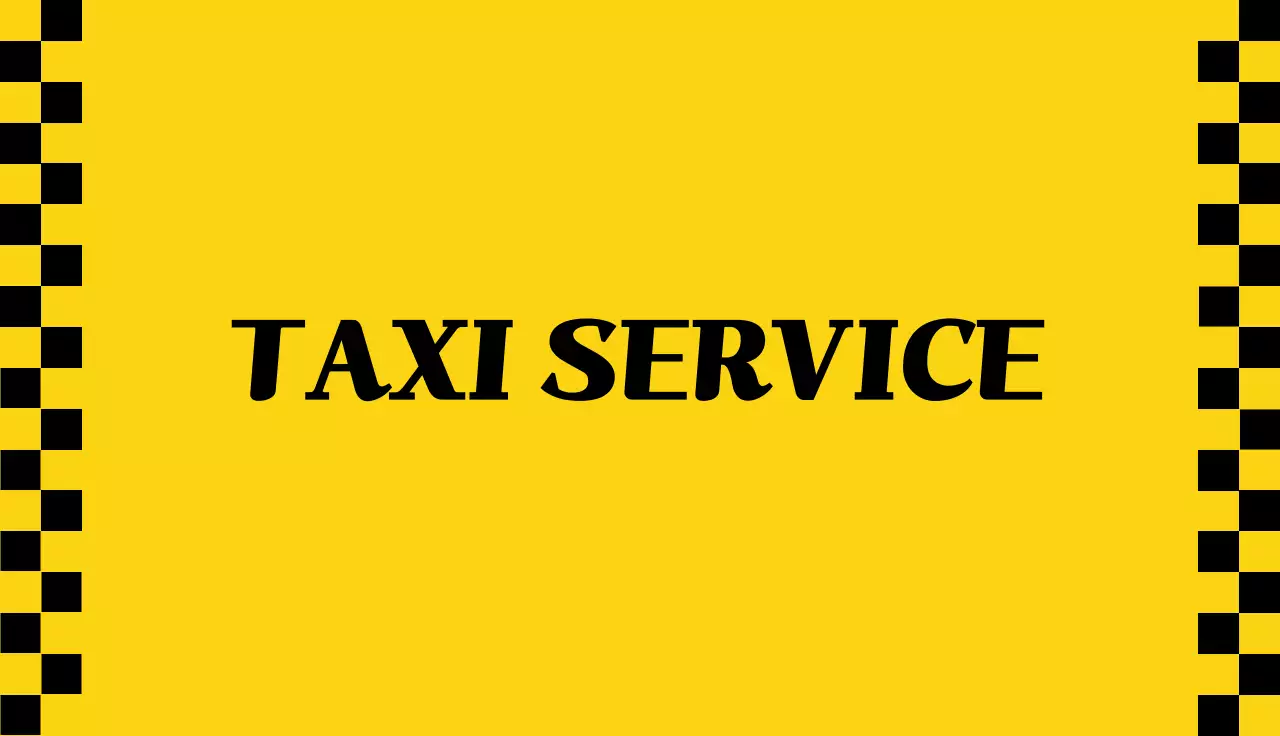 노란색 배경의 택시 서비스 명함 광고