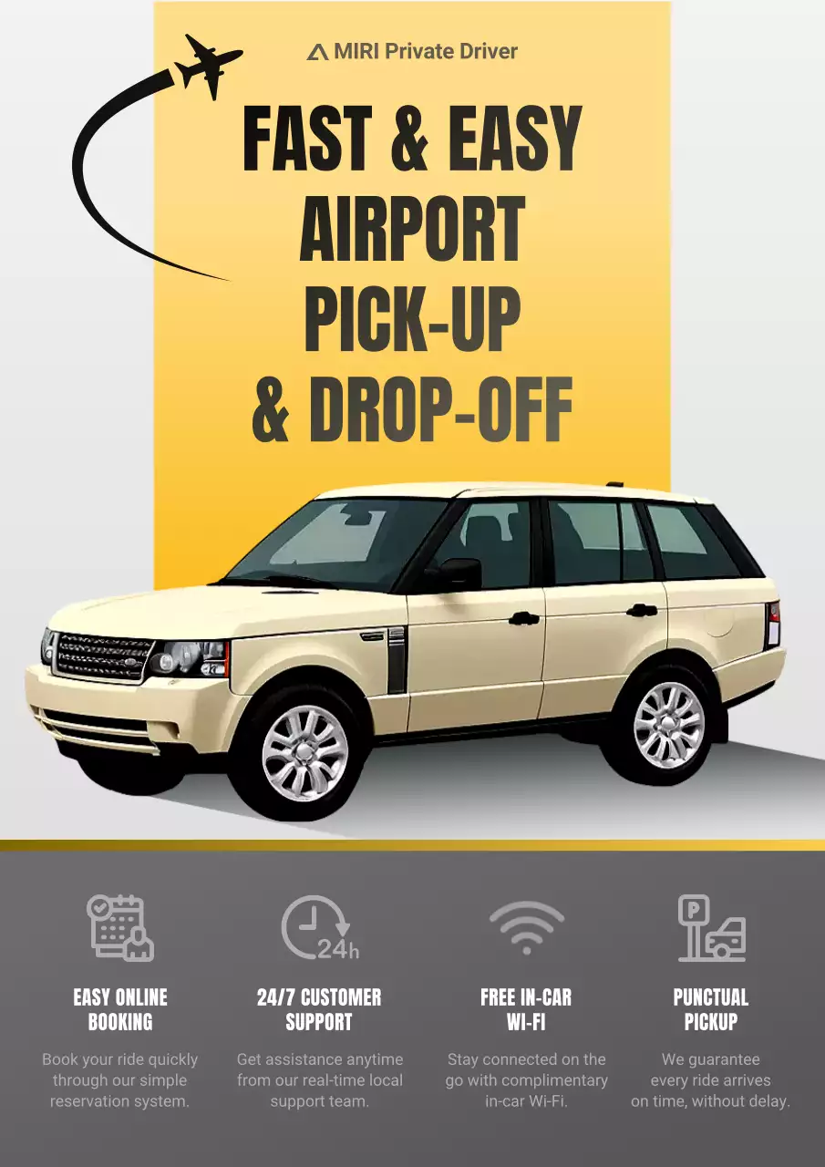 베이지 모던 공항 픽업 광고