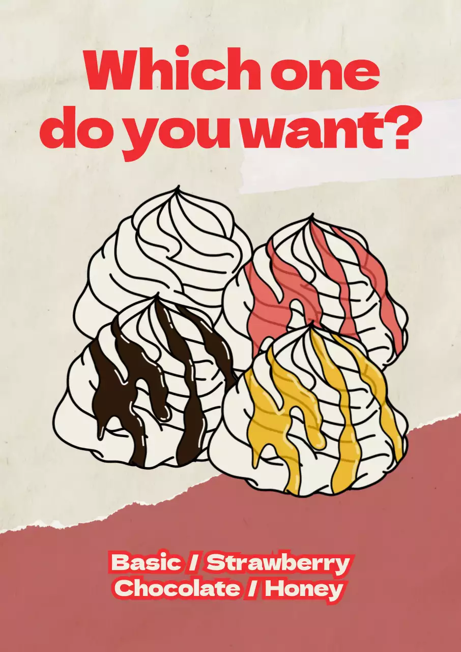 빨간색 빈티지 카페 토핑 메뉴 안내