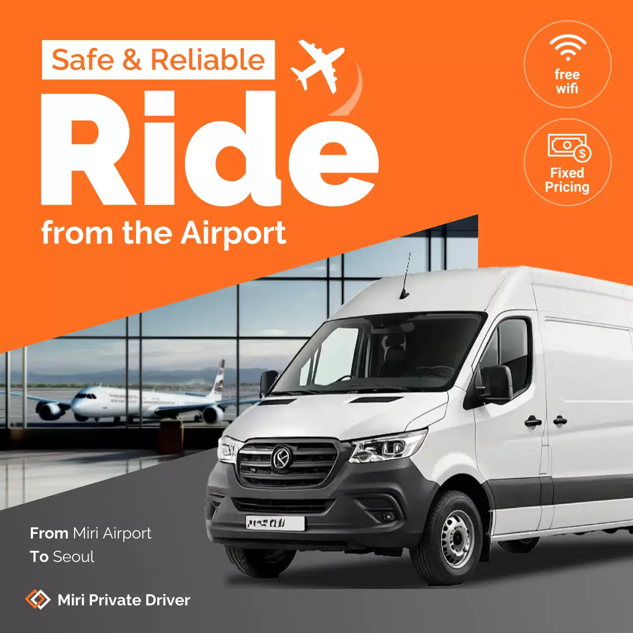 주황 모던 자동차 공항 교통 광고