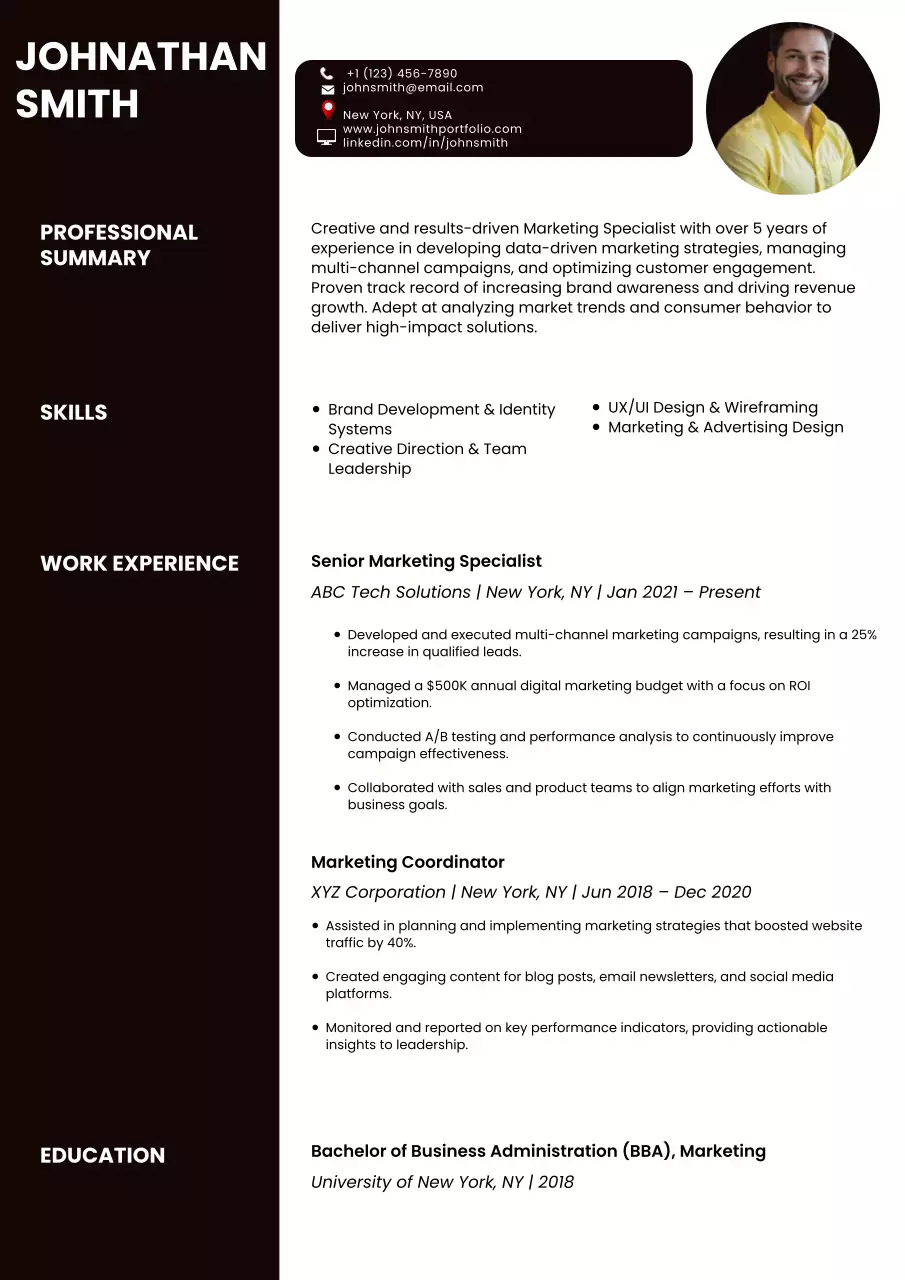 야심찬 전문가를 위한 돋보이는 이력서 디자인